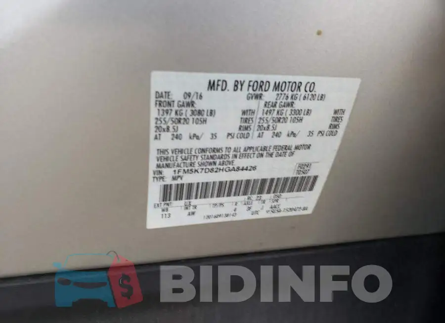 1FM5K7D82HGA84426 Photo# 13