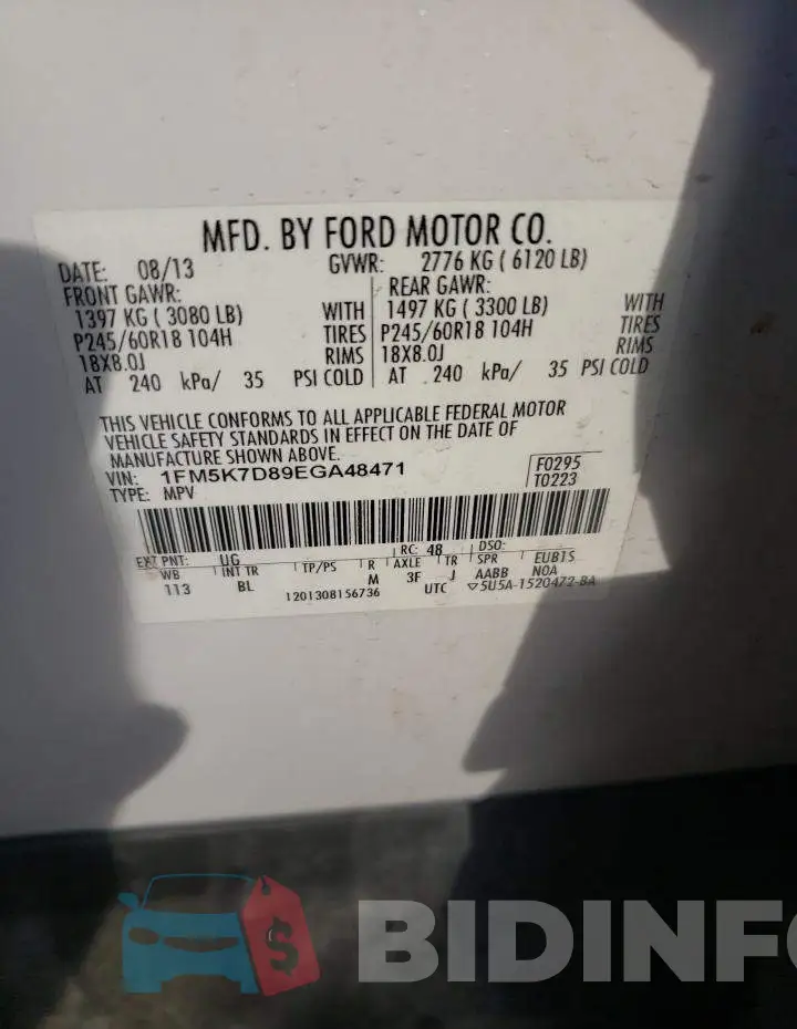 1FM5K7D89EGA48471 Photo# 13
