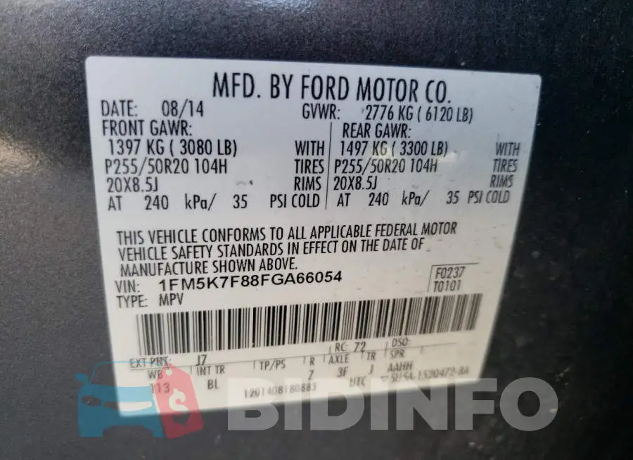 1FM5K7F88FGA66054 Photo# 12