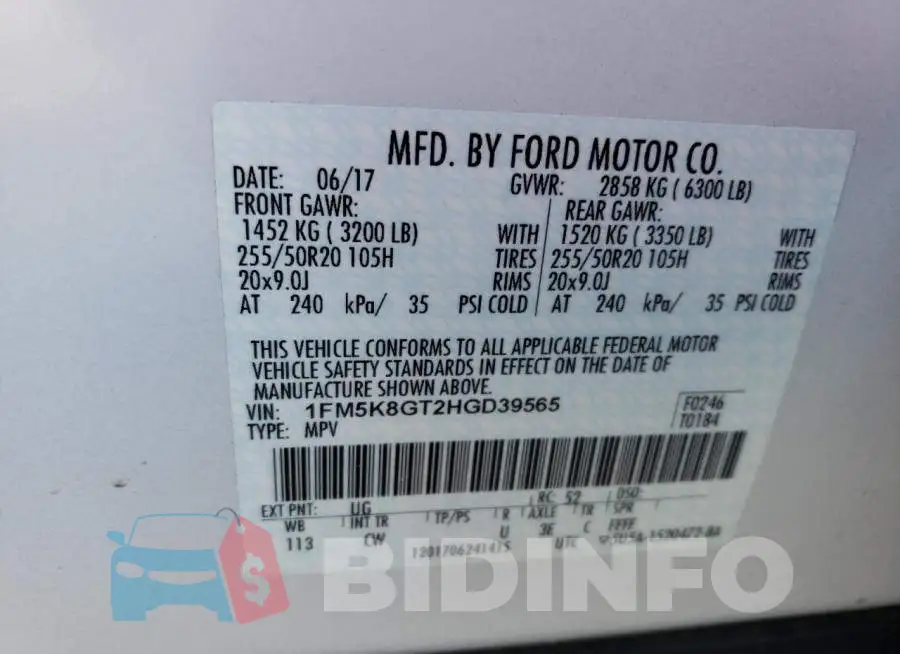 1FM5K8GT2HGD39565 Photo# 12