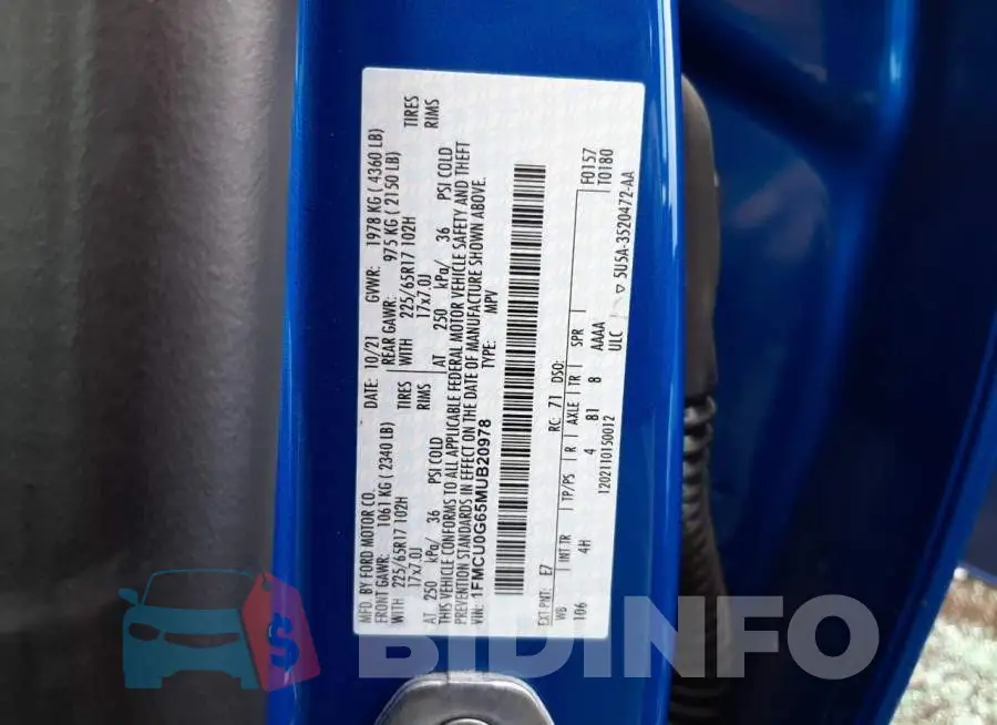 1FMCU0G65MUB20978 Photo# 13