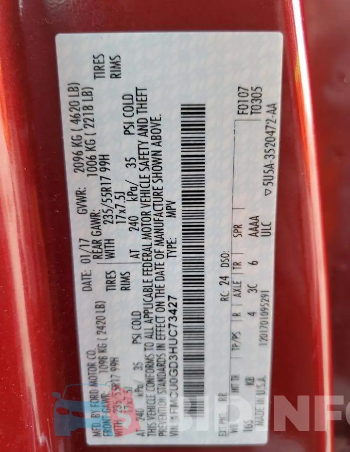1FMCU0GD3HUC73427 Photo# 13