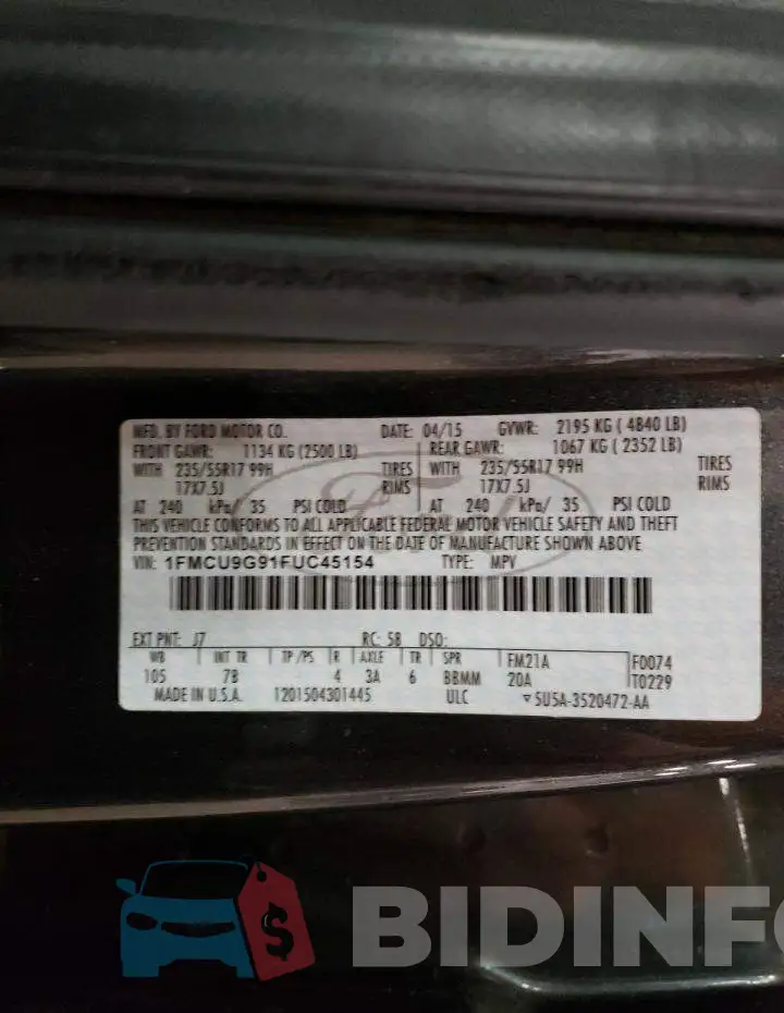 1FMCU9G91FUC45154 Photo# 13