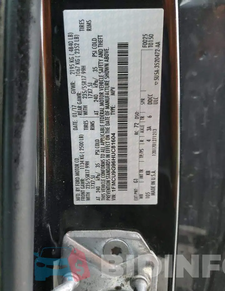 1FMCU9G96HUC81604 Photo# 13