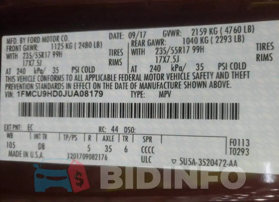 1FMCU9HD0JUA08179 Photo# 13