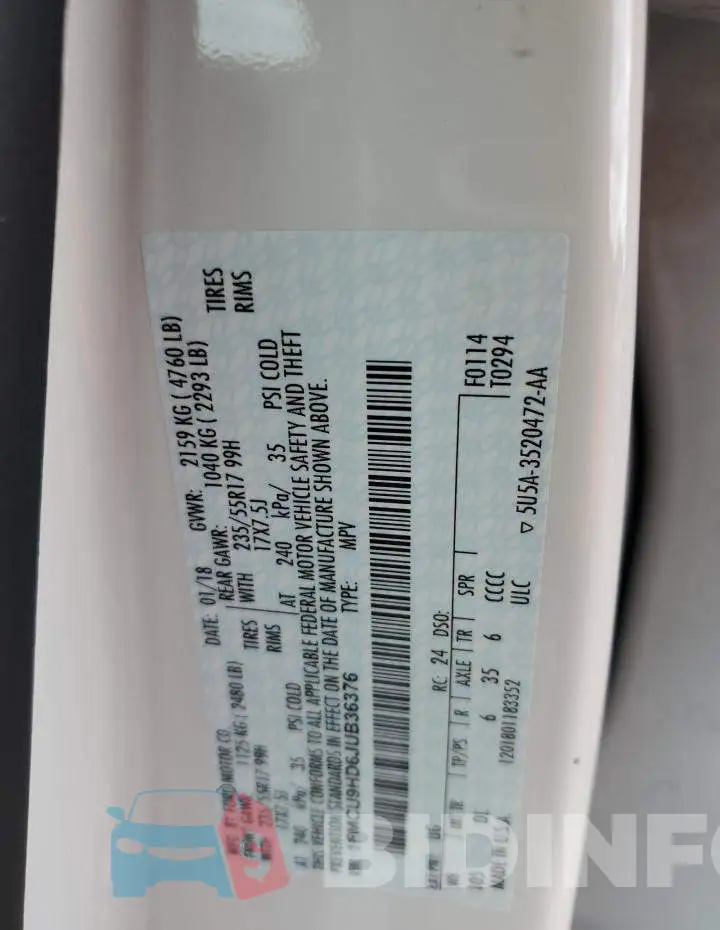1FMCU9HD6JUB36376 Photo# 14