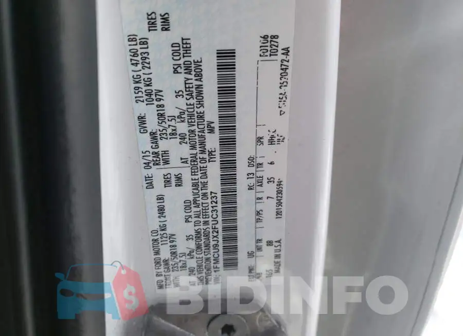 1FMCU9JX2FUC31237 Photo# 13