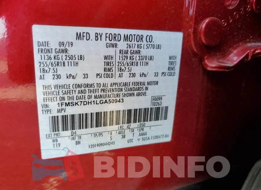 1FMSK7DH1LGA50943 Photo# 10