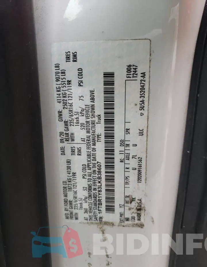 1FTBR1Y83LKB38607 Photo# 13