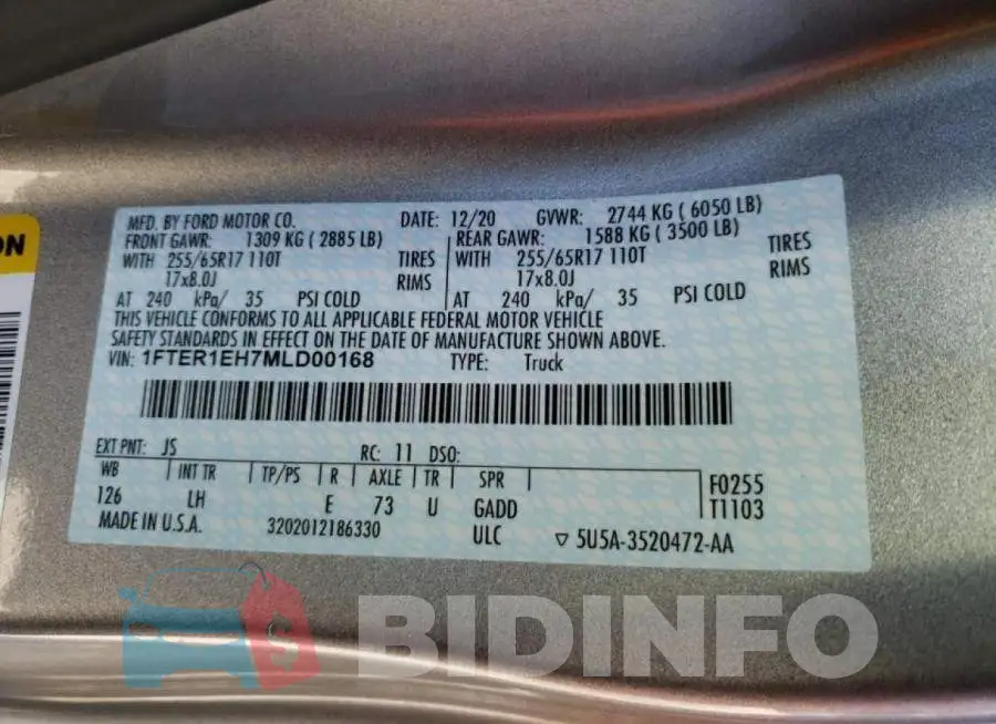 1FTER1EH7MLD00168 Photo# 12