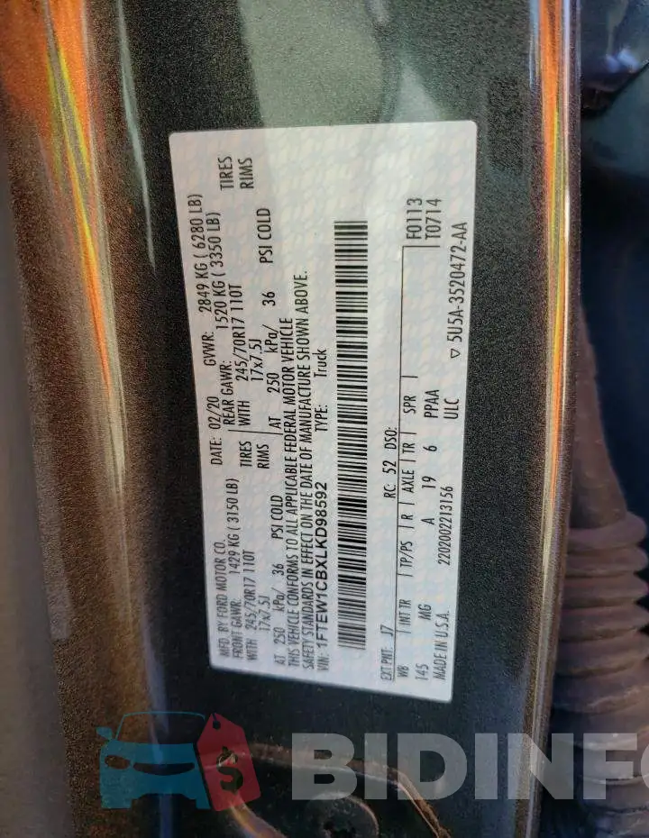 1FTEW1CBXLKD98592 Photo# 12