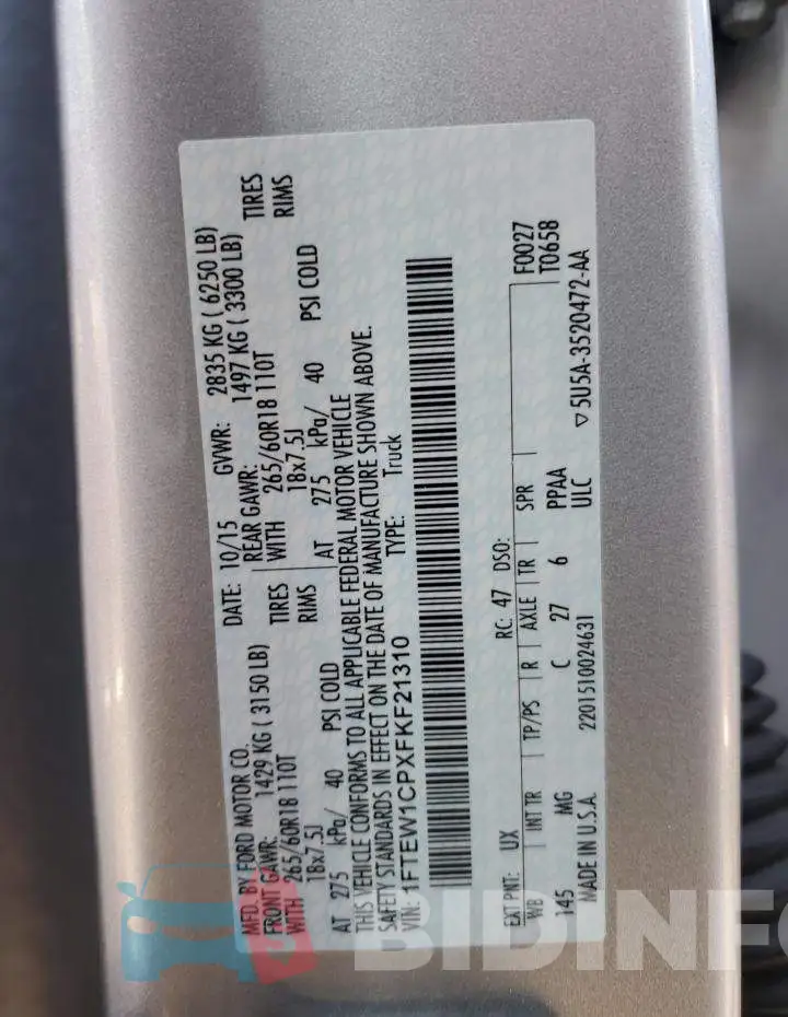 1FTEW1CPXFKF21310 Photo# 12