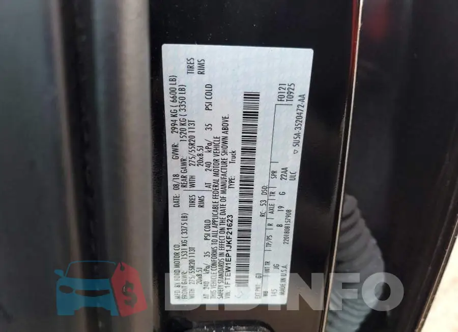 1FTEW1EP1JKF21623 Photo# 12
