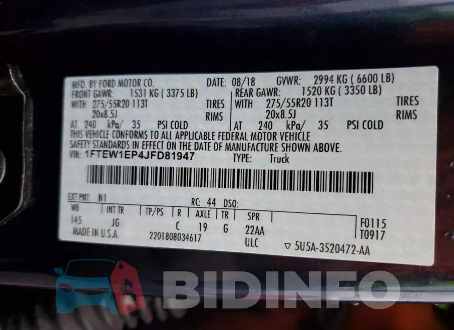 1FTEW1EP4JFD81947 Photo# 13