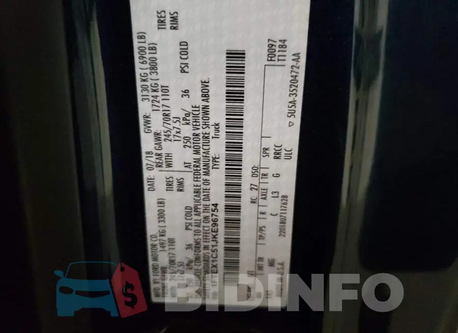 1FTEX1C51JKE96754 Photo# 12
