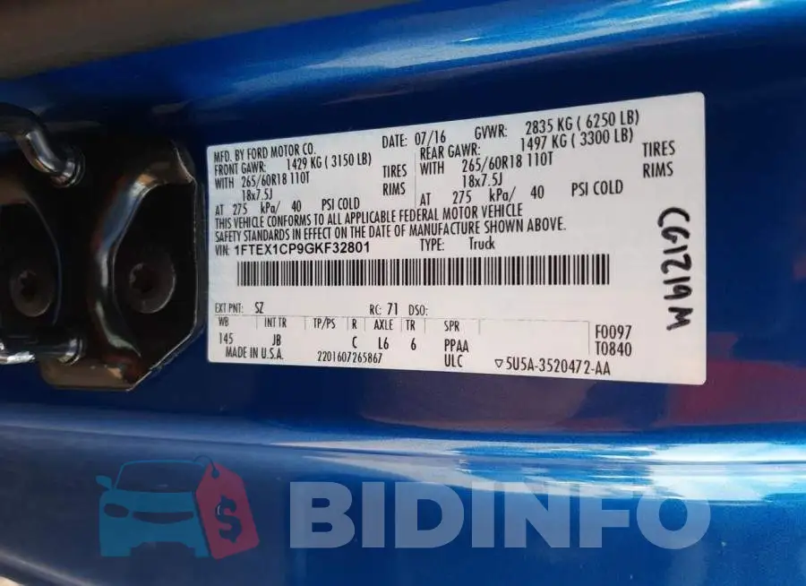 1FTEX1CP9GKF32801 Photo# 10