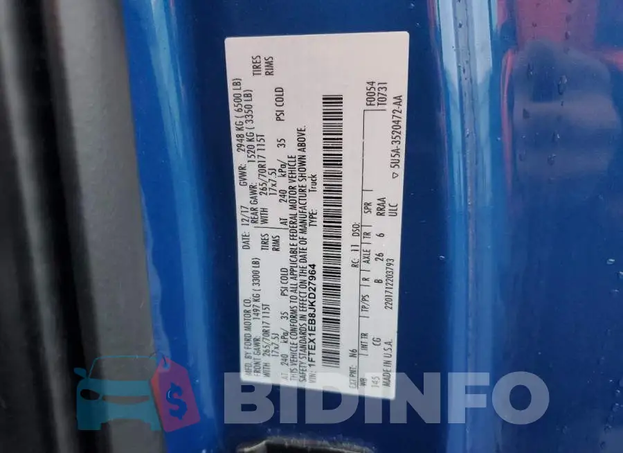 1FTEX1EB8JKD27964 Photo# 12
