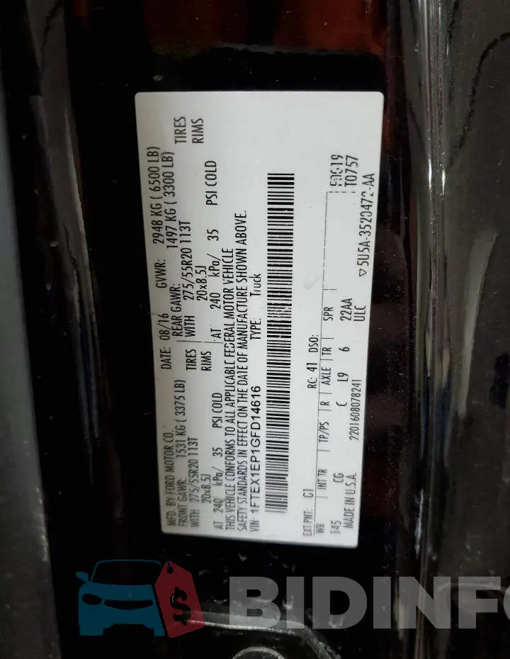 1FTEX1EP1GFD14616 Photo# 12