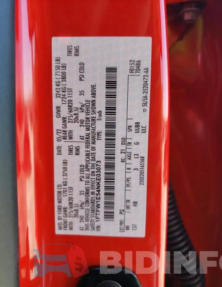 1FTFW1E54NKE03073 Photo# 12