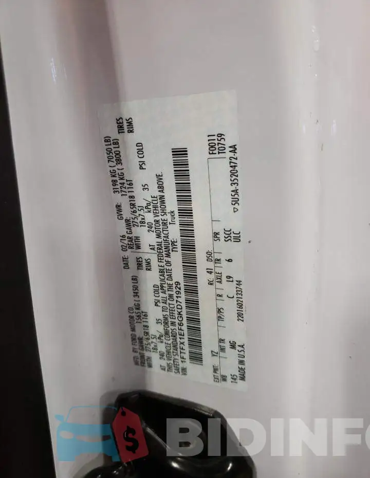 1FTFX1EF6GKD71929 Photo# 13