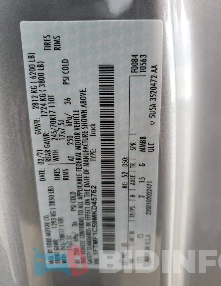 1FTMF1C59MKD45762 Photo# 12