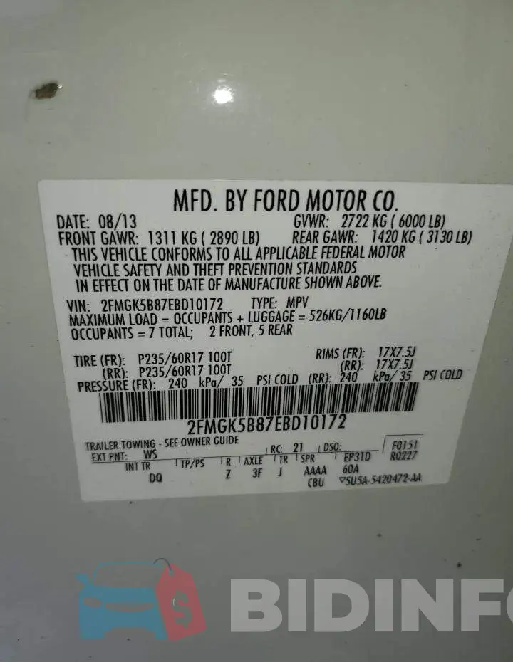 2FMGK5B87EBD10172 Photo# 12