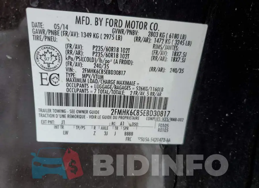 2FMHK6C85EBD30817 Photo# 13