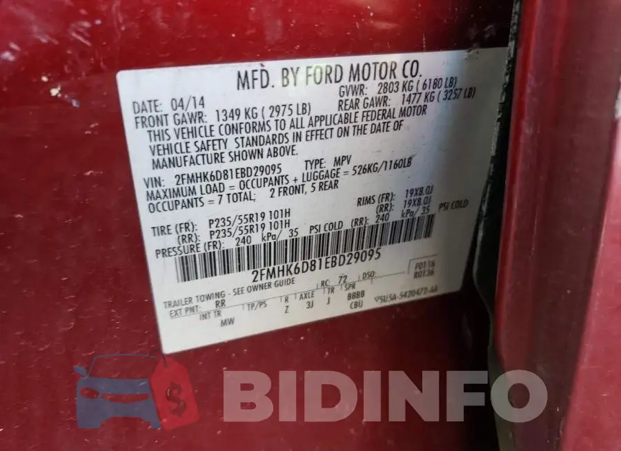 2FMHK6D81EBD29095 Photo# 14
