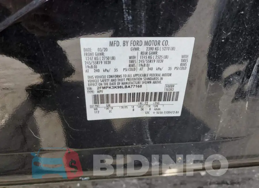 2FMPK3K98LBA77168 Photo# 14