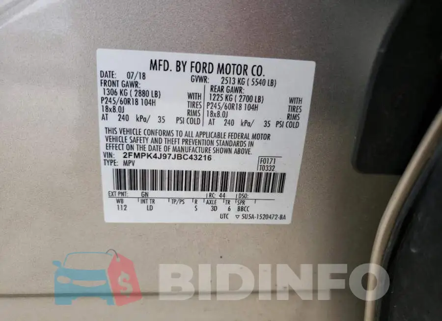2FMPK4J97JBC43216 Photo# 14