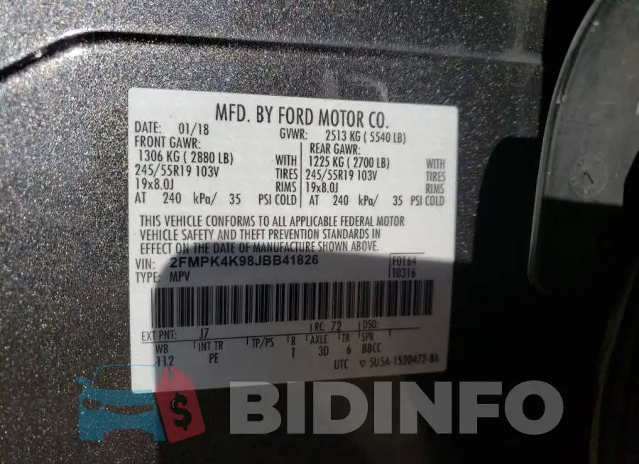2FMPK4K98JBB41826 Photo# 12