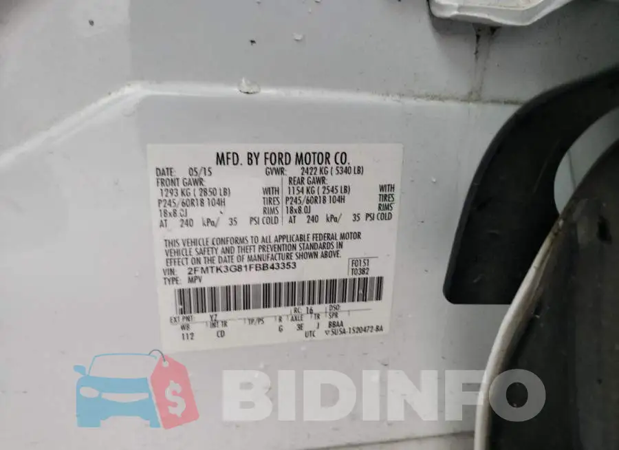 2FMTK3G81FBB43353 Photo# 14