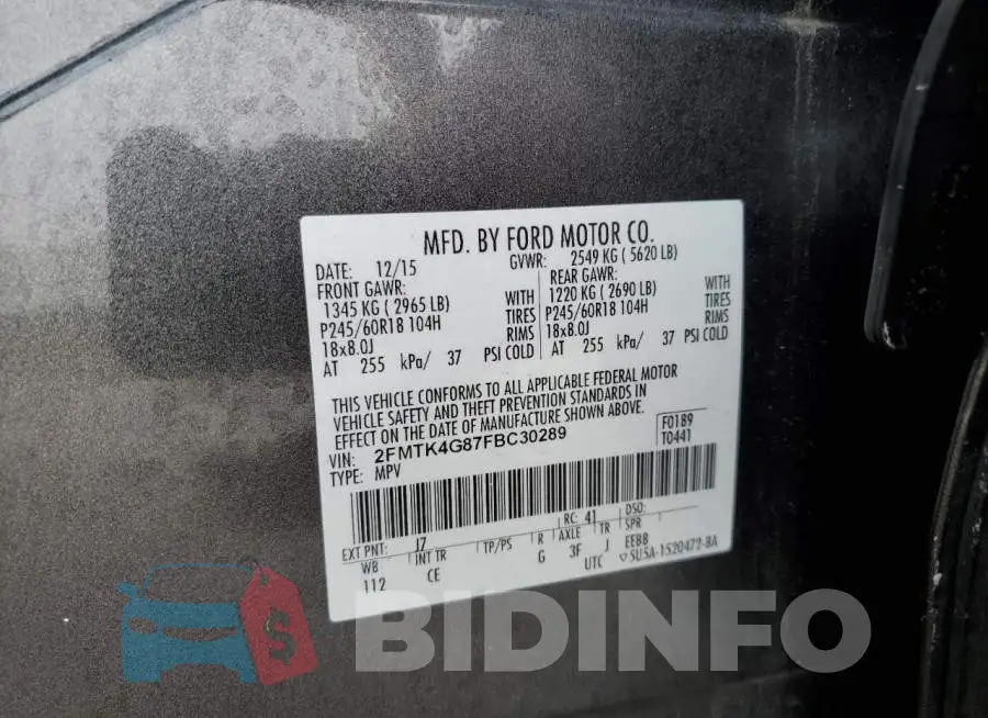 2FMTK4G87FBC30289 Photo# 13