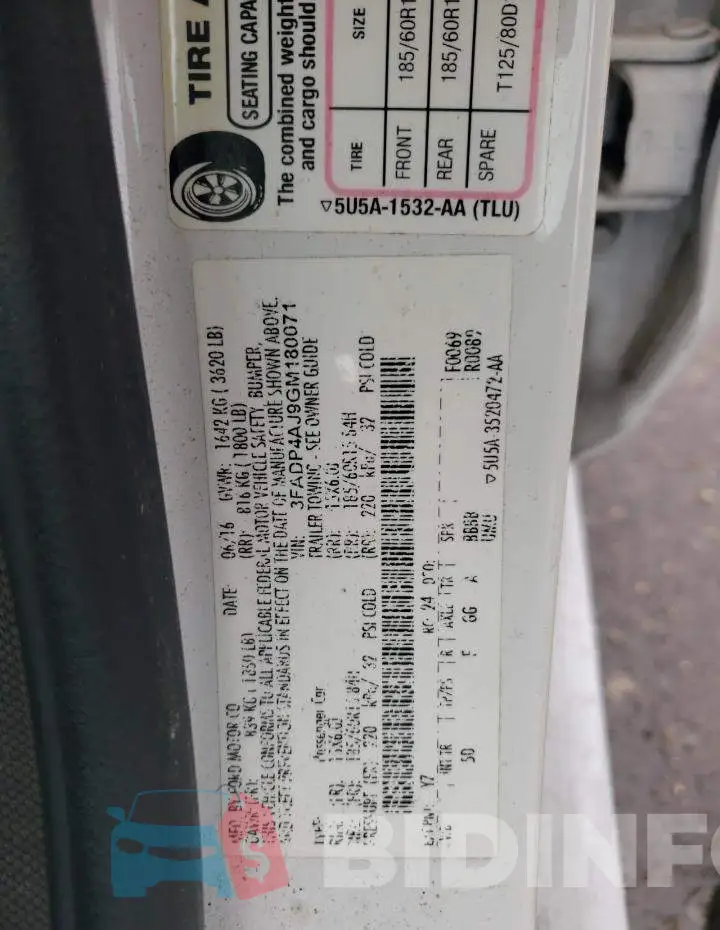 3FADP4AJ9GM180071 Photo# 13
