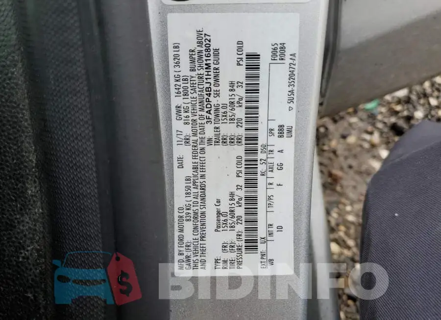 3FADP4BJ1HM168027 Photo# 13