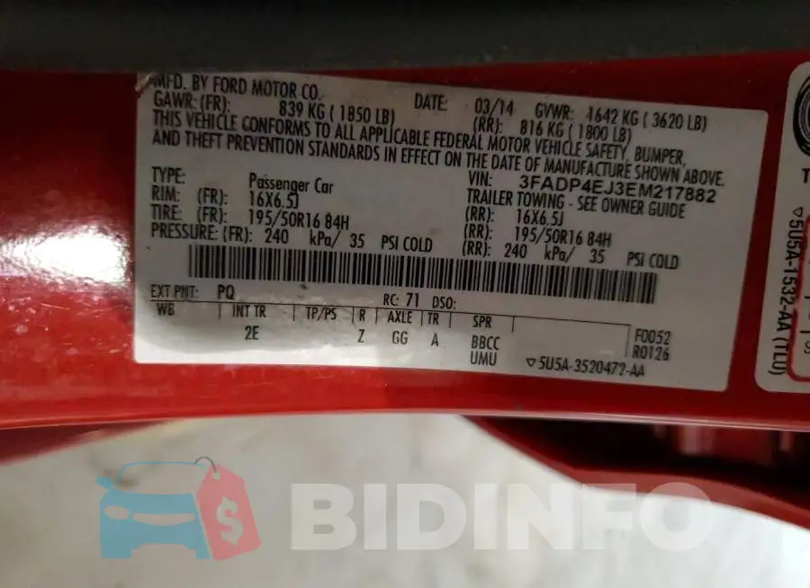 3FADP4EJ3EM217882 Photo# 13