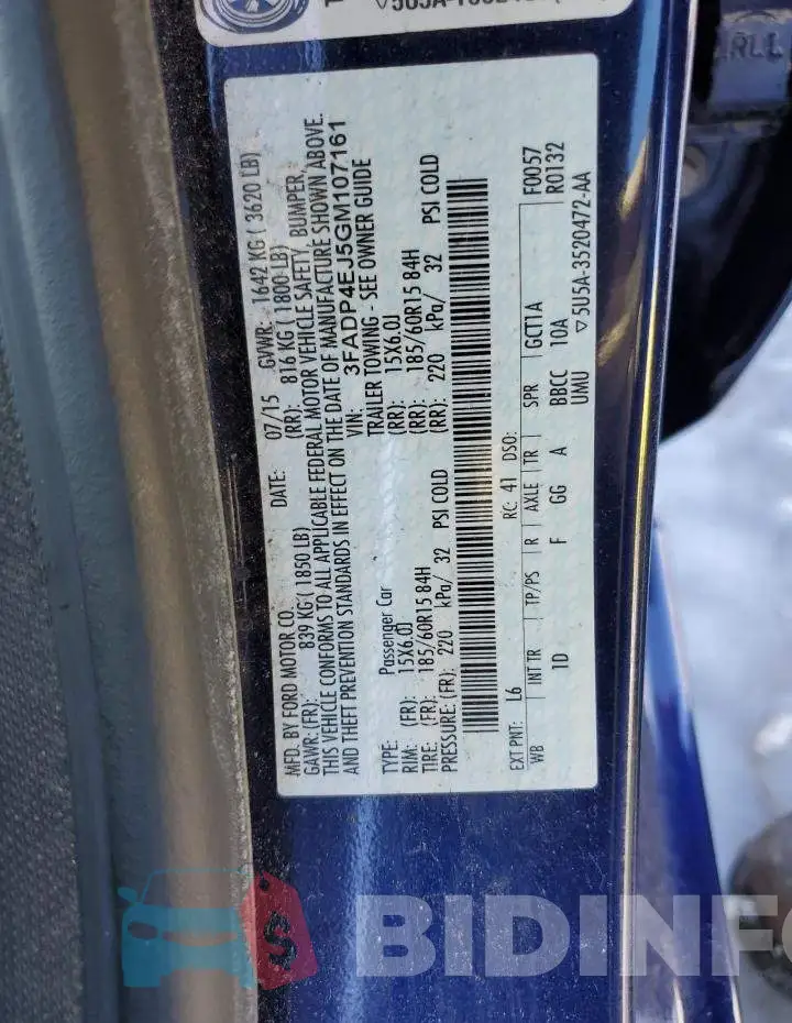 3FADP4EJ5GM107161 Photo# 12