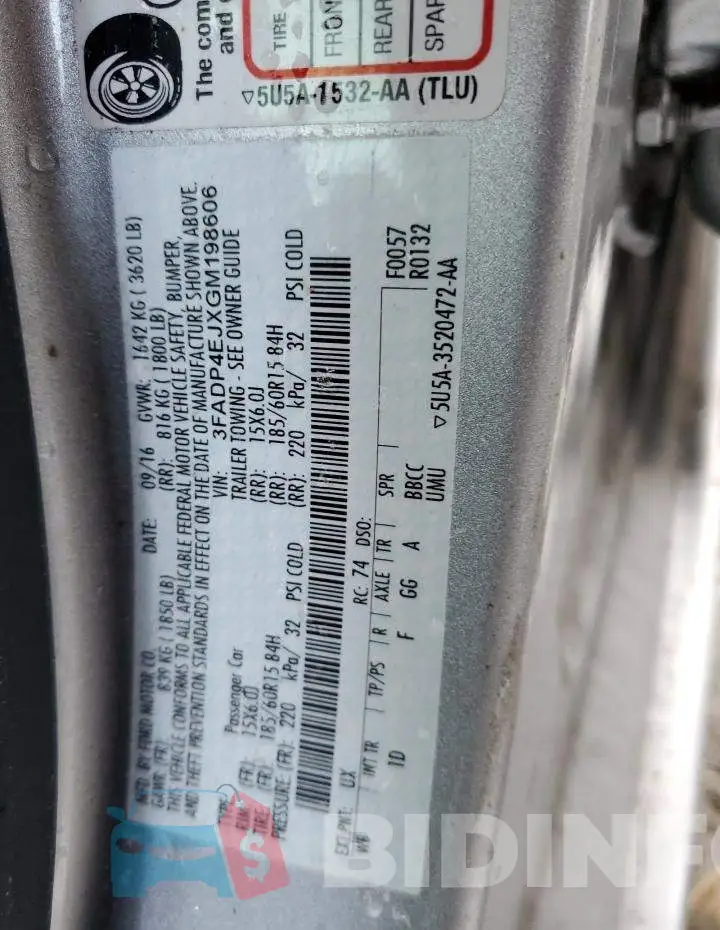 3FADP4EJXGM198606 Photo# 12