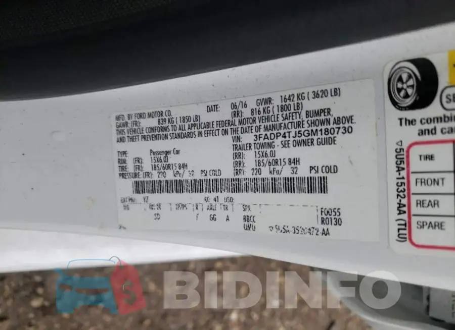 3FADP4TJ5GM180730 Photo# 12