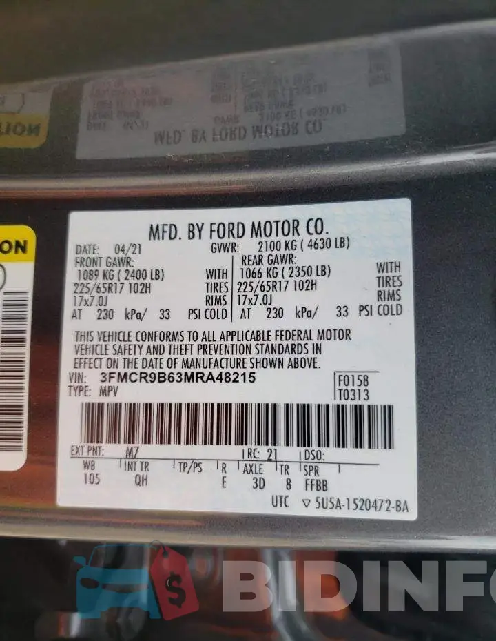 3FMCR9B63MRA48215 Photo# 12