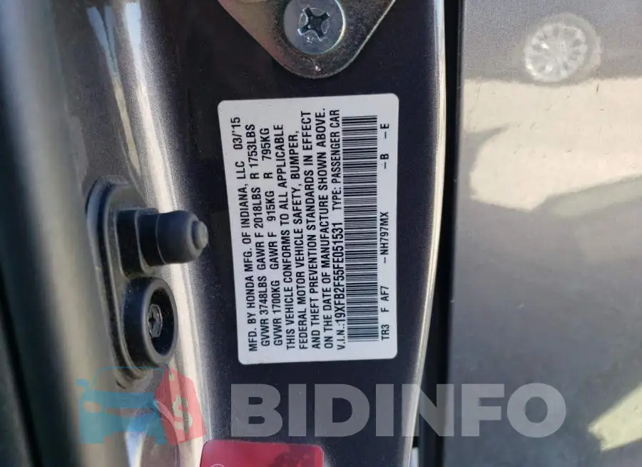 19XFB2F55FE051531 Photo# 13