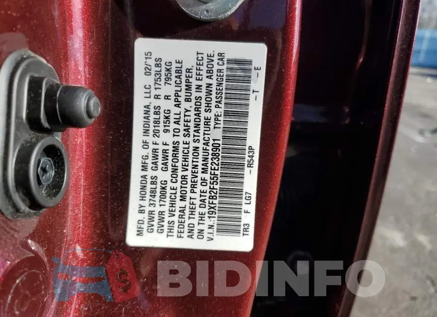 19XFB2F55FE238901 Photo# 12