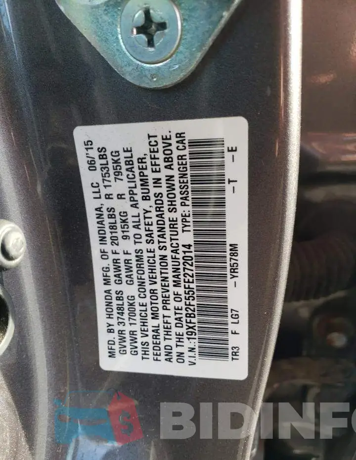 19XFB2F55FE272014 Photo# 12
