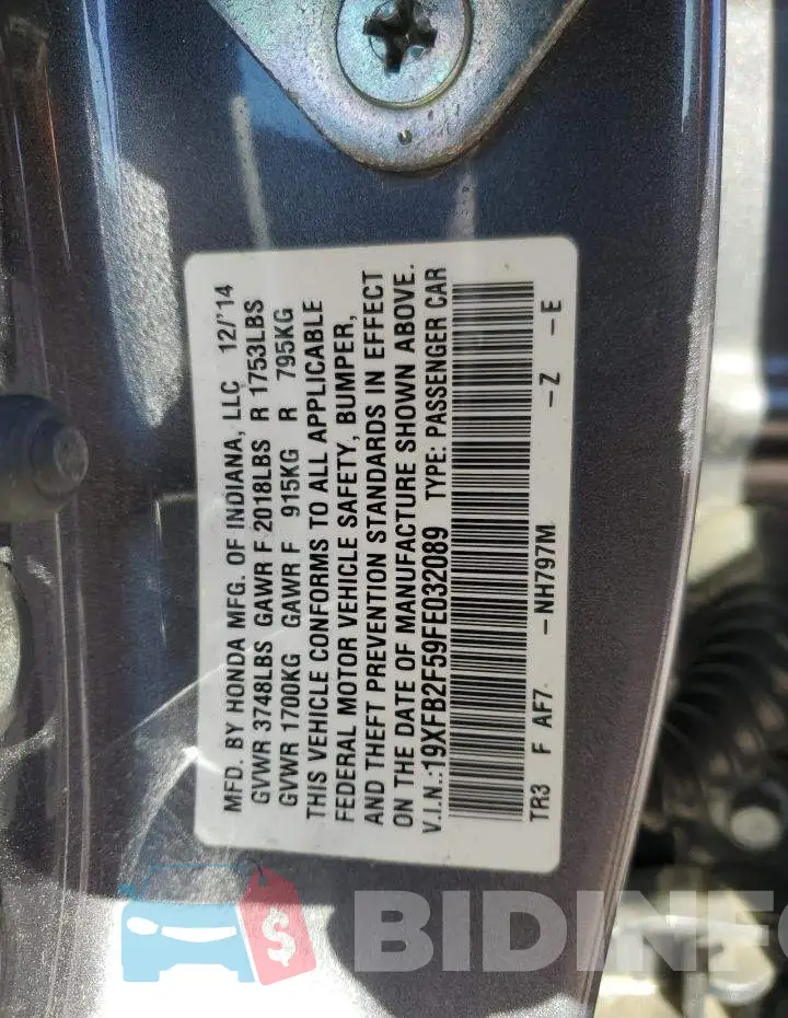 19XFB2F59FE032089 Photo# 12