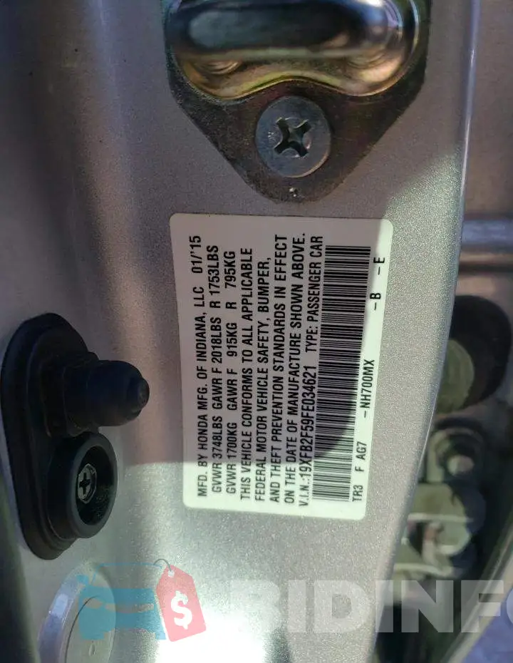 19XFB2F59FE034621 Photo# 12