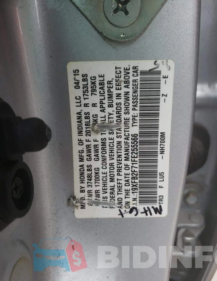 19XFB2F71FE255566 Photo# 12
