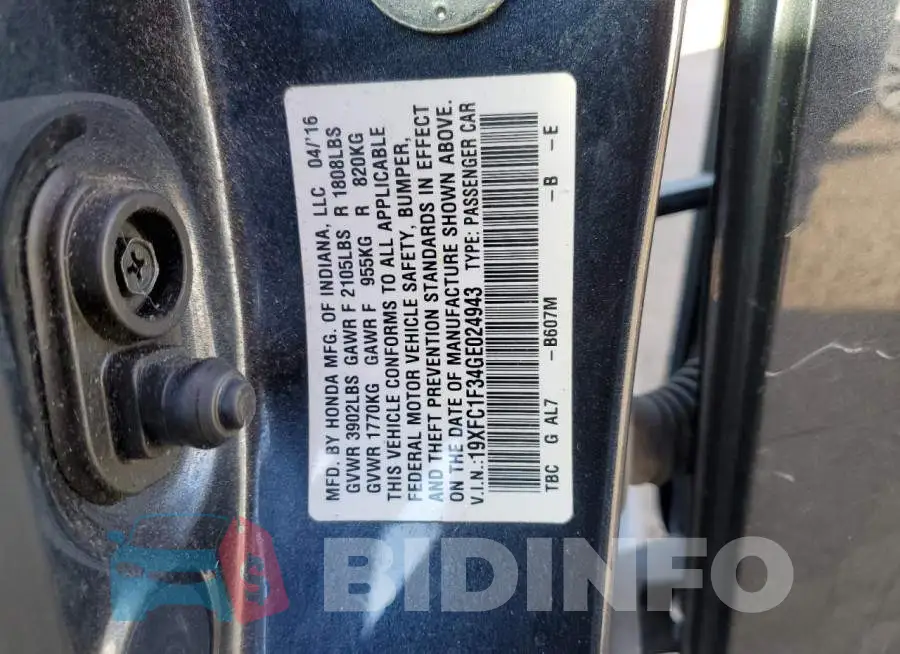 19XFC1F34GE024943 Photo# 12