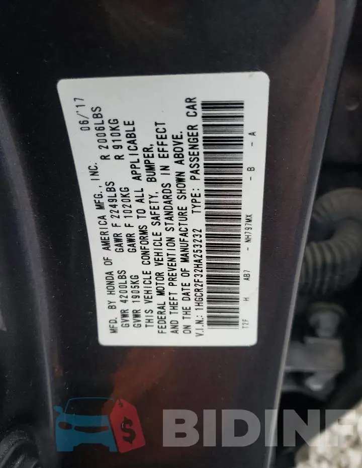 1HGCR2F32HA253232 Photo# 12