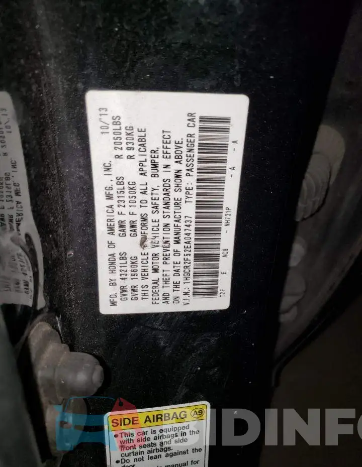 1HGCR2F52EA047437 Photo# 10