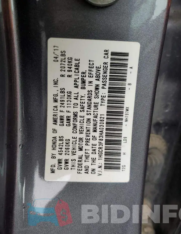1HGCR3F83HA030621 Photo# 12